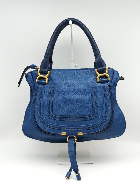 Chloe Handbags - Chloé Marcie Medium Pebbled Leather Satchel Shoulder Bag